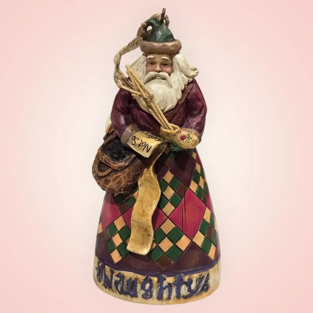 Jim Shore Heartwood Creek He Knows Naughty / Nice Santa 2006 Double Sided Enesco